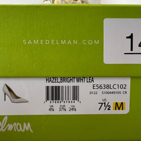 Sam Edelman Hazel Suede Pointed Toe Pump White Women's 7.5M Tried On - Picture 11 of 11